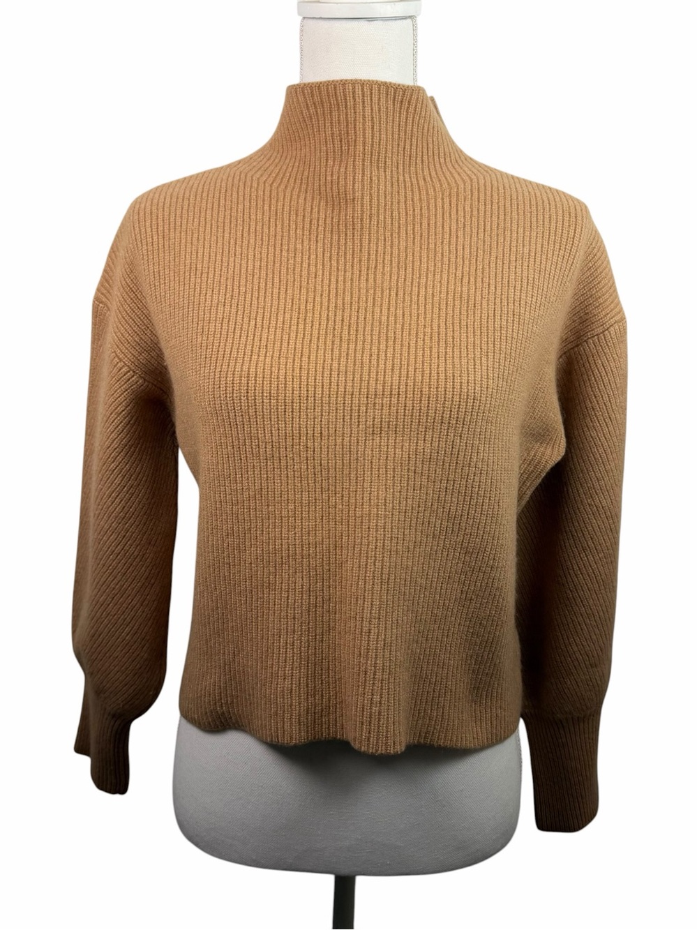 A.L.C. | Helena Camel Ribbed Mock Neck Crop Sweater